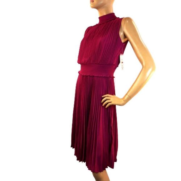 nanette Nanette Lepore High Neck Accordion Pleated Dress Sz 6 Bali Orchard NWT - Picture 2 of 13